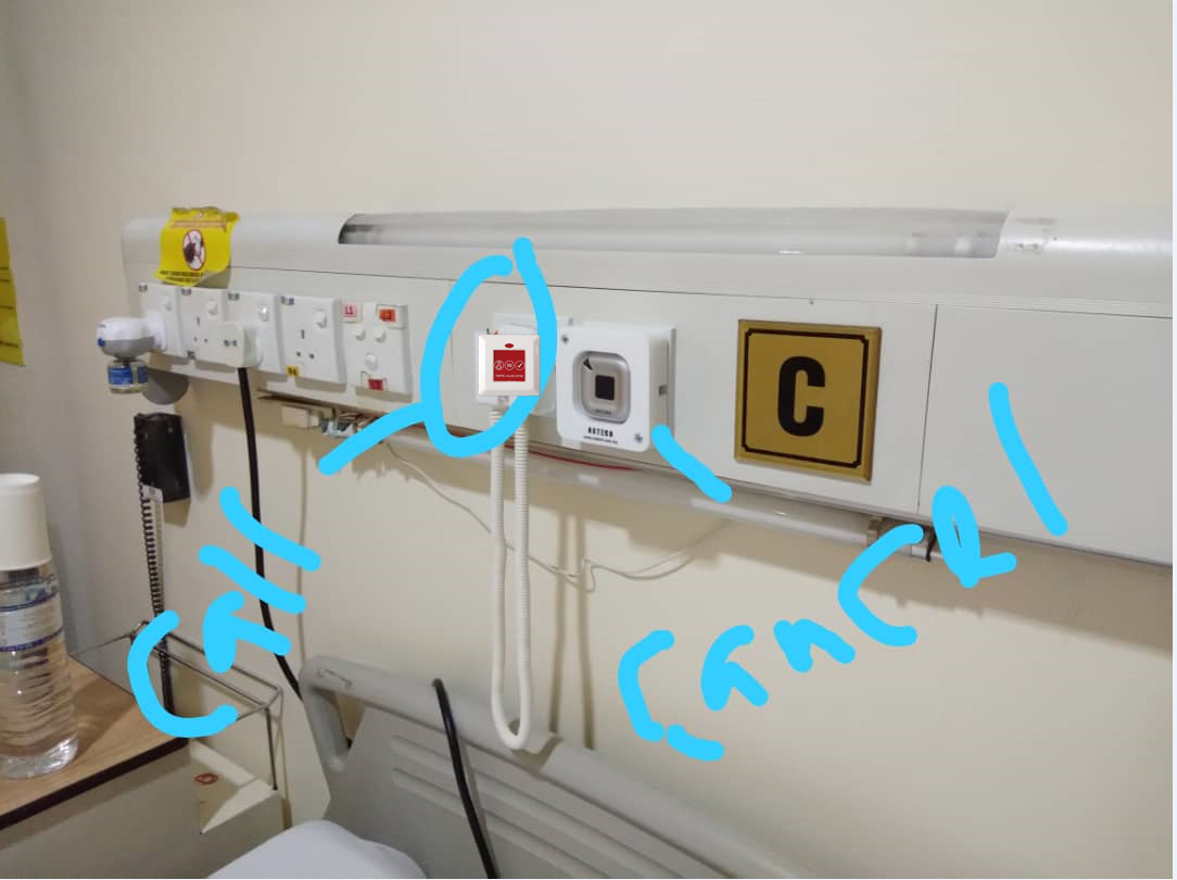 how to use VimCallEquip call button in the hospital ward?